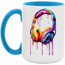 Load image into Gallery viewer, Mug: Melting Headphone Watercolor  15OZ   Accent Mug
