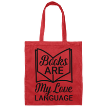 Load image into Gallery viewer, Canvas Tote Bag Books Love Language
