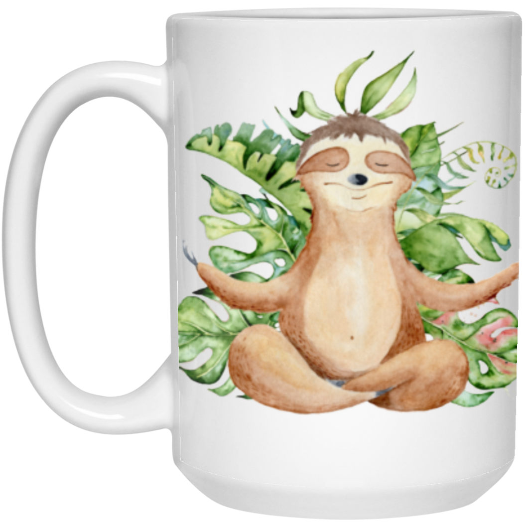 Sloth meditating 15 oz mug