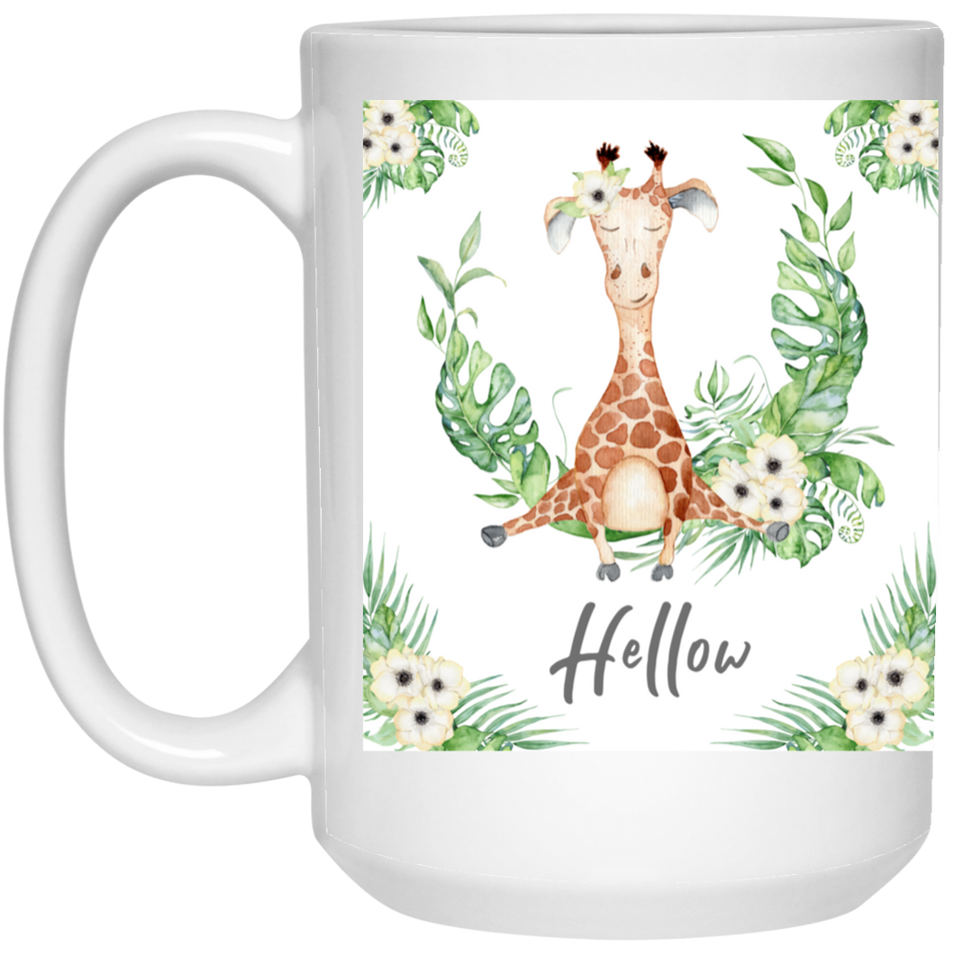 Giraffe meditating 15 oz mug