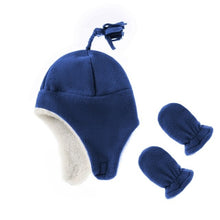 Load image into Gallery viewer, Winter Baby Boys Girls Hat Glove Set Infant Windproof Hat Ear Protection Solid Warm Toddler Boys Cap Suit Infant Accessories
