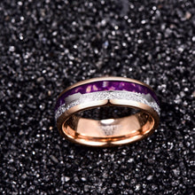 Load image into Gallery viewer, Purple and Rose Gold Arrow Tungsten Ring
