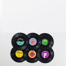 Load image into Gallery viewer, 6-pc Vinyl Disk Coasters With Vinyl Record Player Holder
