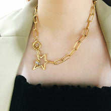 Load image into Gallery viewer, Wild&amp;Free Stainless Steel Gold Toggle Star Necklace

